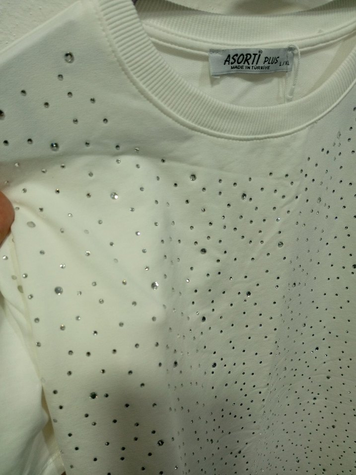 Kadın Beyaz Pul İşlemeli  mini elbise - Görsel 3