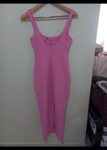 Zara Zara Pembe İnce Askılı Uzun Elbise