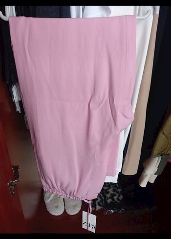 l Beden pembe Renk Zara Pembe Midi Kadın Kumaş Pantolon