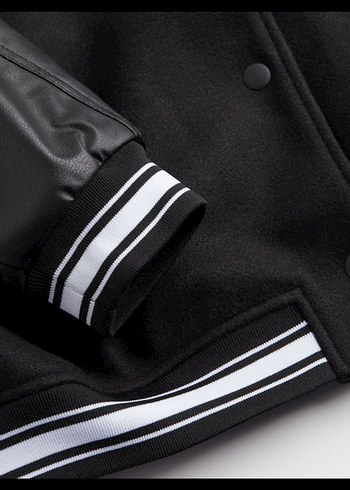 H&M Siyah Deri Kadın Bomber Ceket