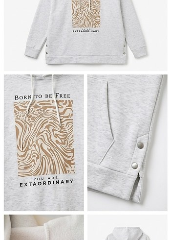 Diğer Rahat Ve Sik Gri Kapusonlu Sweatshirt