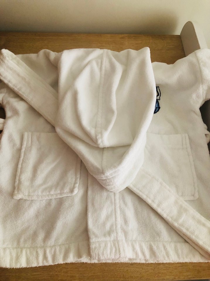 Kapüşonlu Bebek  Bornozu Beyaz - Görsel 2