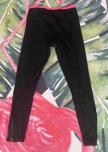 Adidas Pembe Detaylı Siyah Adidas Spor Tayt
