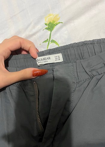 Pull and Bear Gri Lastikli Pull Bear Kargo Pantolon