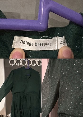 Vintage Love Vintage Yesil Uzun Kollu Elbise