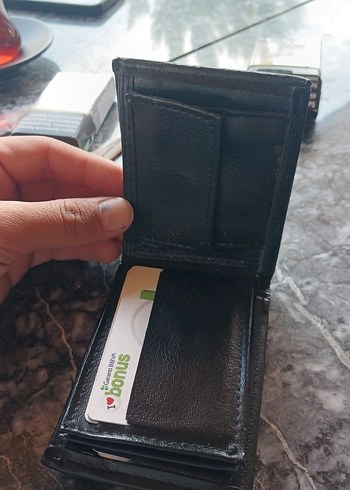 2K Siyah Deri Gorunumlu Kompakt Cuzdan