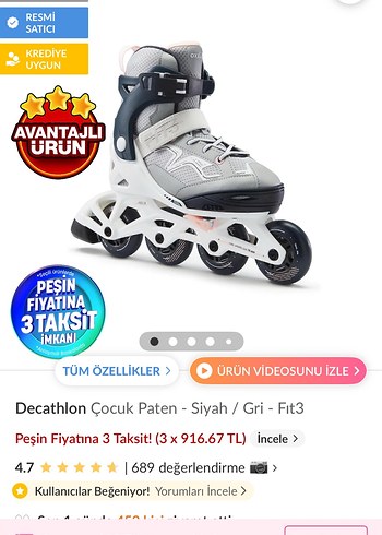 Decathlon Cocuk Pateni Gri Siyah Firlatma Pateni