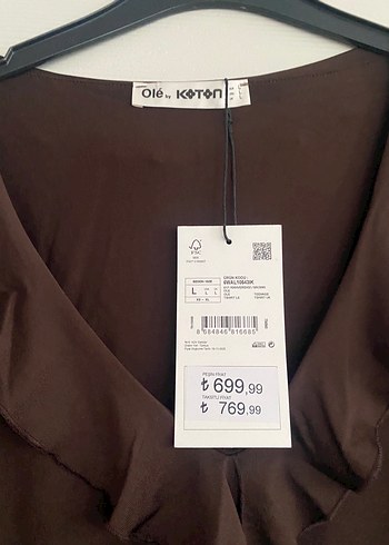 Kahverengi V Yaka volanla şık bluz - Görsel 3