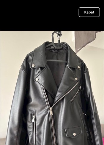 Zara Sehir Stiline Siyah Deri Biker Ceket