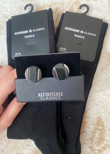 Altınyıldız Altin Yildiz Klasik Kol Dugmesi Ve Corap