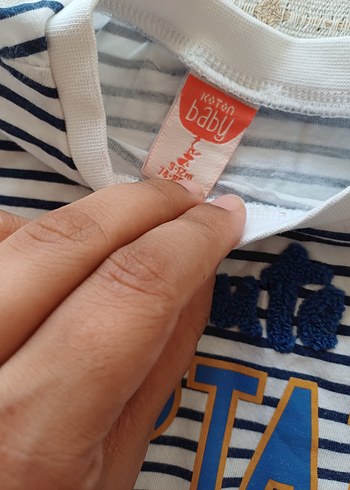 Koton Erkek Çocuk Mavi Çizgili Kaptan Baskılı Tişört