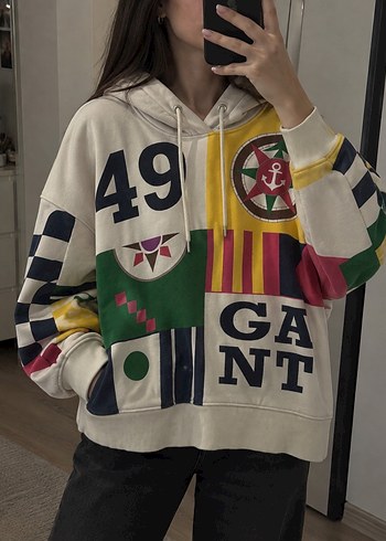 Gant Orijinal Renkli Bloklu Kapusonlu Sweatshirt
