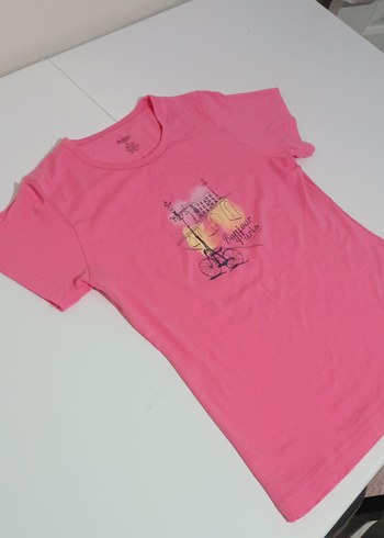 Diğer Canli Pembe Bisikletli Yazlik Tisort