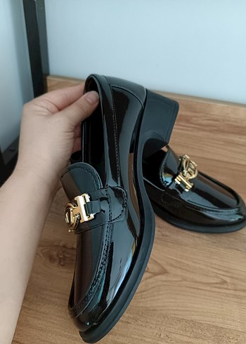 37 Beden siyah Renk Klasik Siyah Rugan Tokalı Kadın Loafer