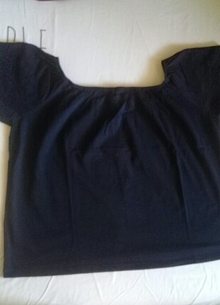 m Beden H&M Lacivert Kolları Fisto Bluz