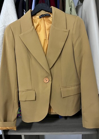 Zara Bej Tek Dugmeli Blazer Ceket