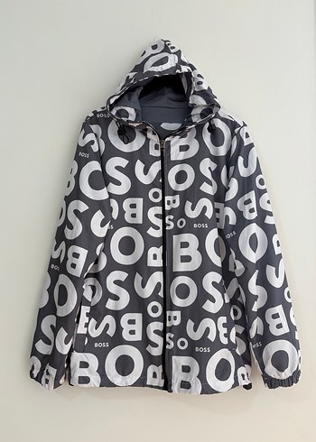 Hugo Boss Boss Logo Baskili Kapusonlu Yagmurluk
