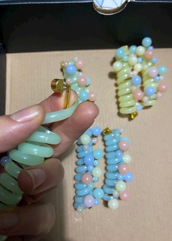 Boncuklu Pastel Renkli Çocuk Toka Seti - Görsel 3