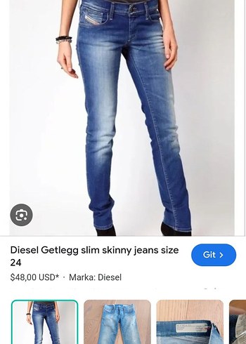 Diesel Getlegg Slim Skinny Mavi Jean Jeans Kot Pantolon Denim