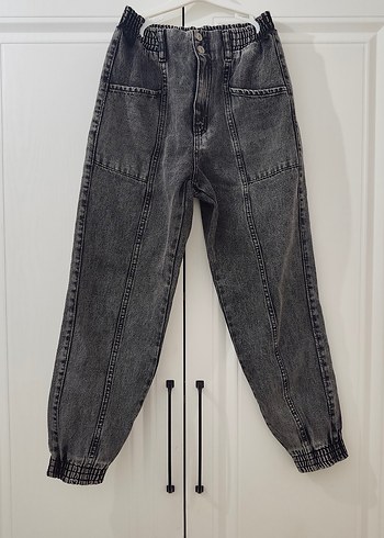 Addax Yuksek Bel Siyah Denim Jogger Pantolon