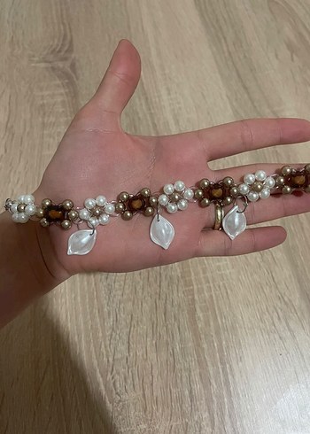 Diğer Vintage Bohem İnci Ve Tasli Bileklik