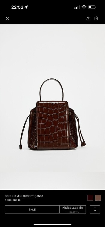 Beden bordo Renk Zara dokulu mini bucket çanta