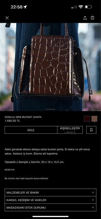 Zara Zara dokulu mini bucket çanta
