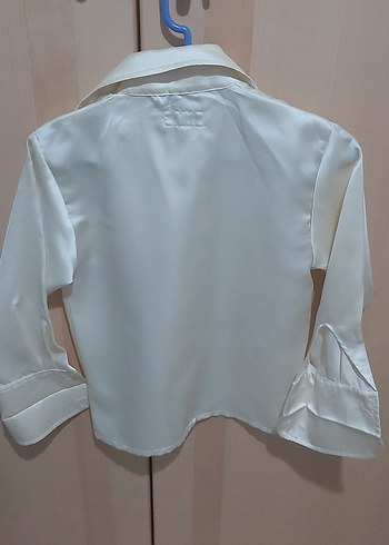 Düğmeli krem rengi Saten  Gömlek - Görsel 2