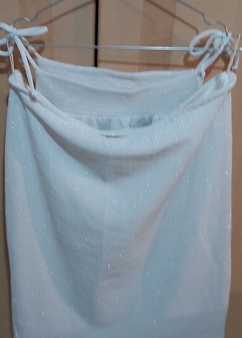 70 ler beyaz parlak abiye 3 lü takım - Görsel 6