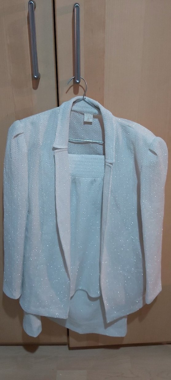 70 ler beyaz parlak abiye 3 lü takım - Görsel 2