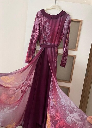 44 Beden çeşitli Renk Şifon yazlık abiye elbise 