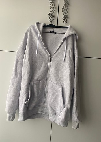 Diğer Gri Melanj Kapusonlu Rahat Sweatshirt