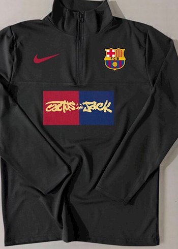 Nike Fc Barcelona Siyah Yarim Fermuarli Spor Ust