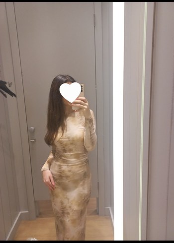 Bej Transparan Uzun Kollu Bohem Elbise - Görsel 2