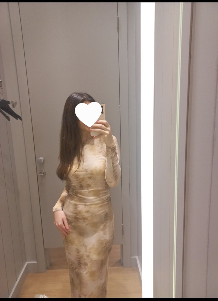 Bej Transparan Uzun Kollu Bohem Elbise - Görsel 2