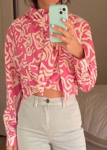 Pembe Tie-Dye Düğmeli Mini Gömlek - Görsel 3