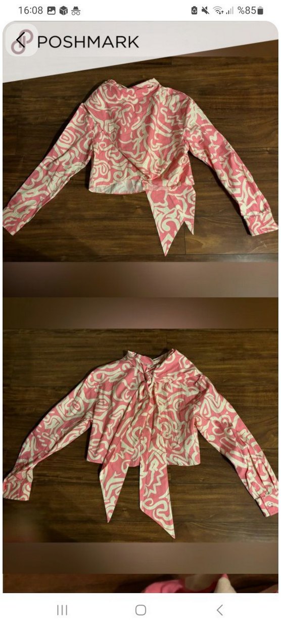 Pembe Tie-Dye Düğmeli Mini Gömlek - Görsel 5