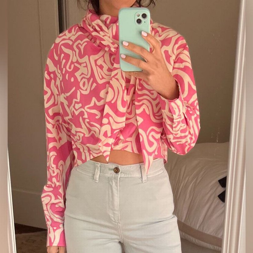 Pembe Tie-Dye Düğmeli Mini Gömlek - Görsel 3