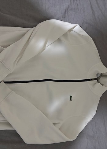 Lacoste Ekru Fermuarli Spor Sweatshirt