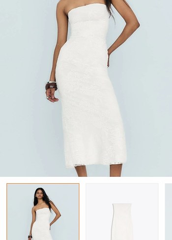 Bershka Romantik Cicekli Ekru Dantel Elbise