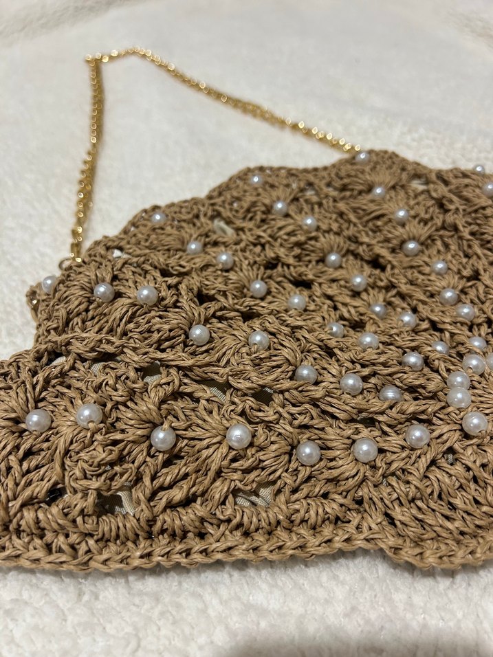 ZİNCİR ,ASTAR, İNCİ DAHİL MİDYE ÇANTA - Görsel 2