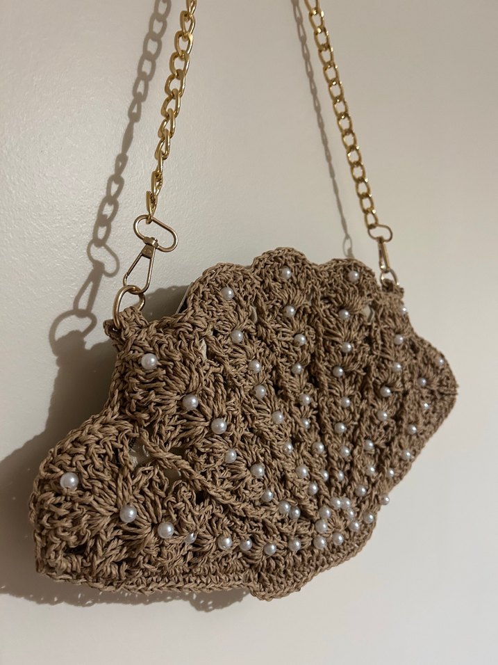 ZİNCİR ,ASTAR, İNCİ DAHİL MİDYE ÇANTA - Görsel 4