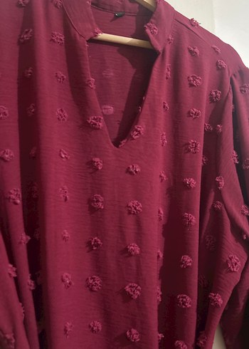 Bordo Nakışlı Bohem Midi Elbise - Görsel 2