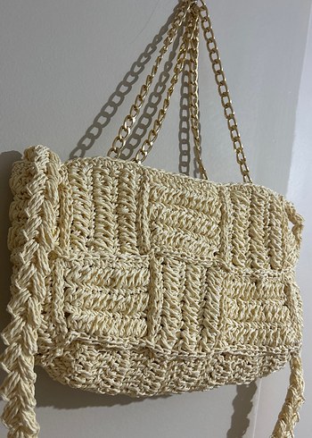 Bej Örgü Bohem Kadın Çanta - Görsel 3