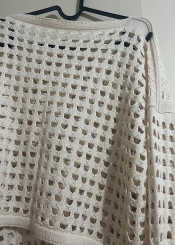 Bohem Beyaz File Örgü Kadın Kazak - Görsel 3