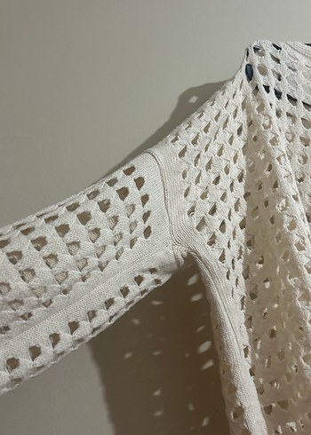 Bohem Beyaz File Örgü Kadın Kazak - Görsel 2