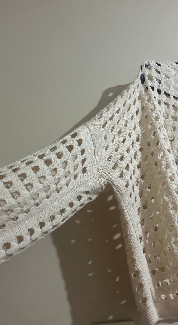 Bohem Beyaz File Örgü Kadın Kazak - Görsel 2