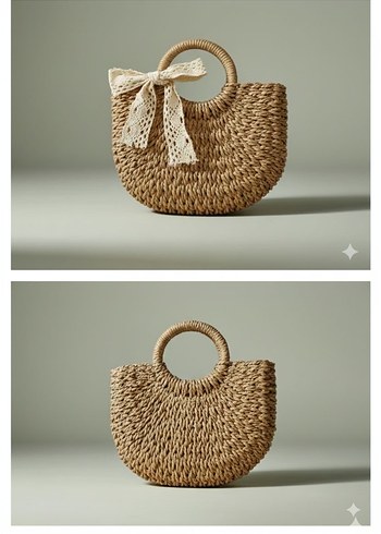 Dantel Detaylı Bej Örgü Bohem Kadın Çanta - Görsel 2