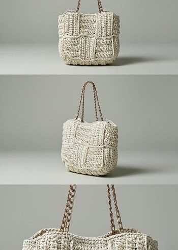 Bej Örgü Kadın Çanta - Görsel 2