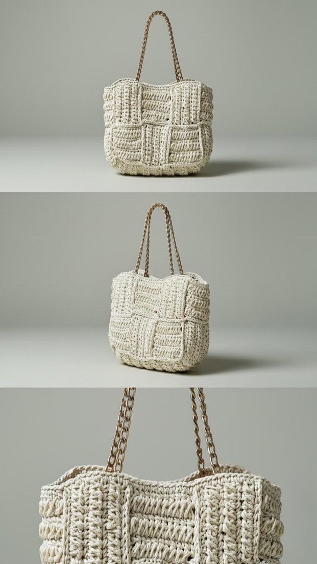 Bej Örgü Kadın Çanta - Görsel 2